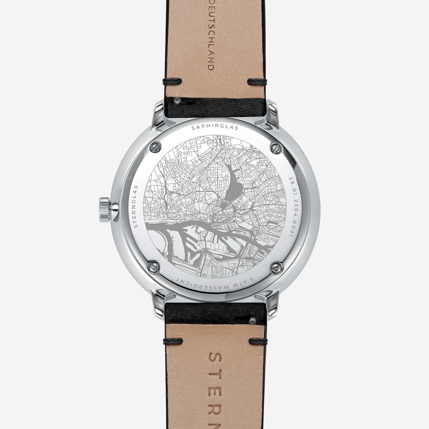 popup|5 ATM water-resistant|The carefully screwed case back seals your timepiece perfectly for everyday use.
